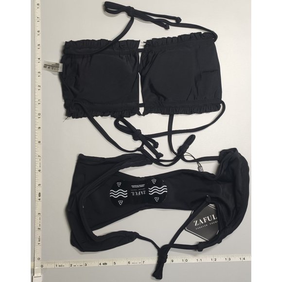 NWT ZAFUL Medium Square Black bikini set - Picture 2 of 6